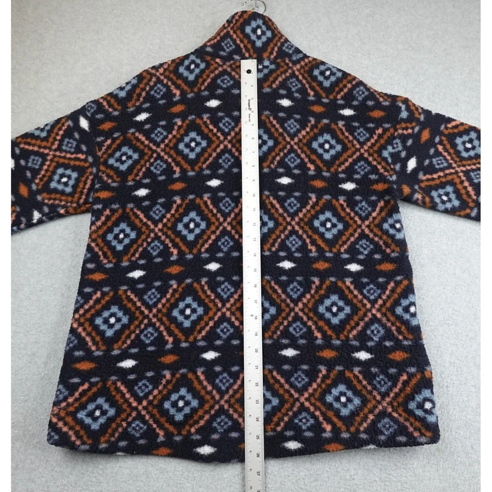 Old Navy Sweater Womens L Blue Aztec Geo Fluffy Fleece Mock Half Zip Pullover - Picture 5 of 7